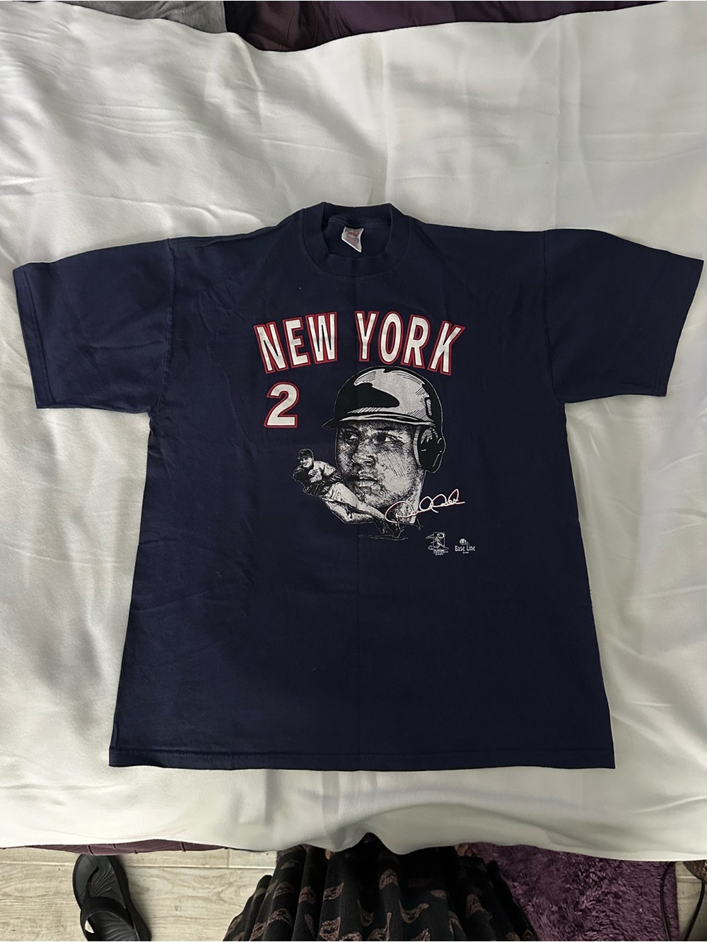 Vintage Derek Jeter Jerzees Navy New York Baseball Graphic Short-Sleeve Tee